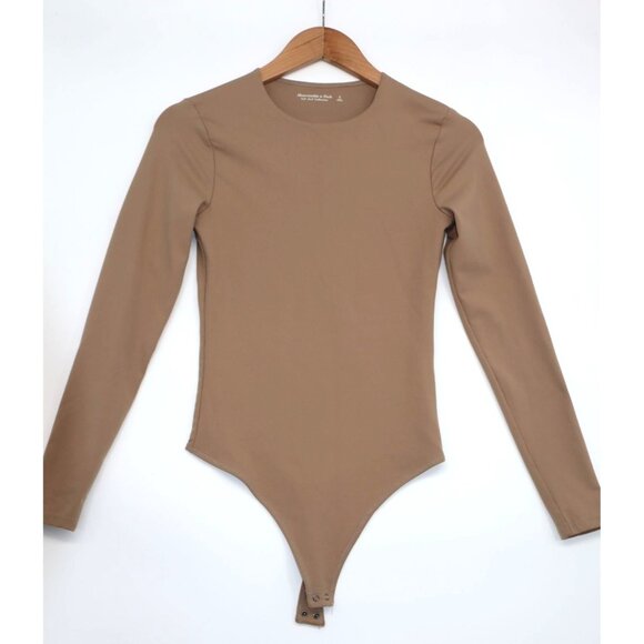 Abercrombie & Fitch Soft  Collection Beige Long-Sleeve Bodysuit Snap Closure S - Picture 1 of 9